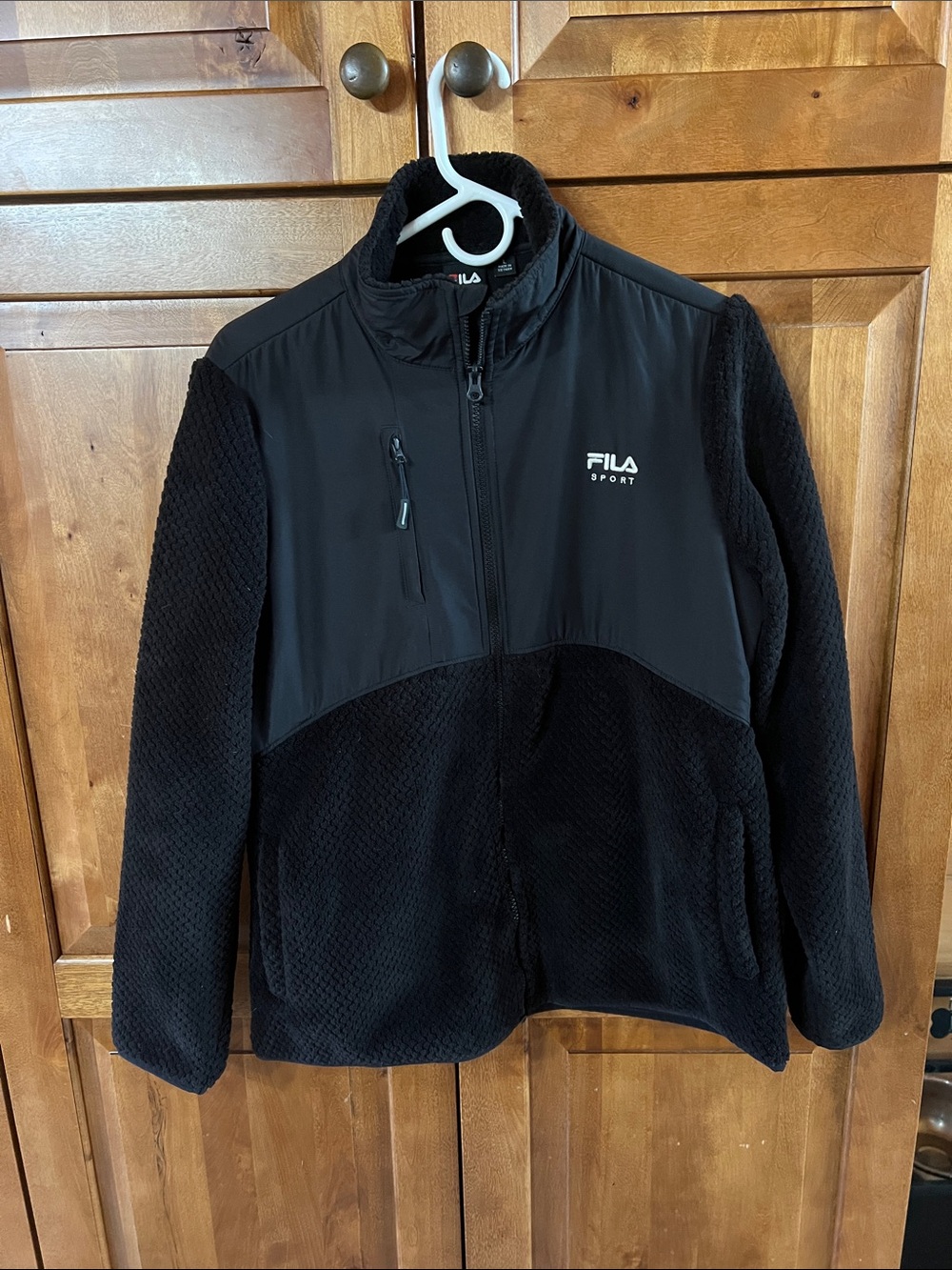 Fila Black Women's Lightweight Fleece Jacket with Chest Zip Pocket